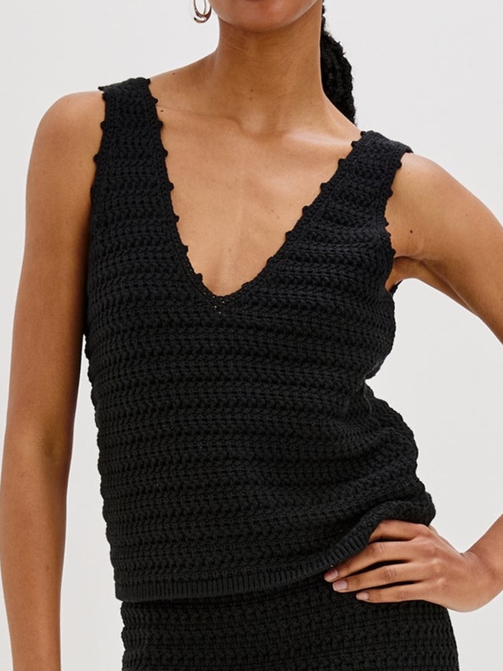 Rails Black Crochet Sweater V-Neck Tank
